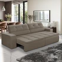 Sofá Retrátil e Reclinável 3 lugares 2,30m com Molas Stella Suede Capuccino Adonai Estofados