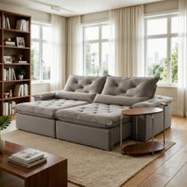 Sofá Retrátil e Reclinável 3 Lugares 240cm Diamond Super Pillow Veludo Cinza Sofá Retrátil e Reclinável 3 Lugares 240cm Diamond Super Pillow Veludo Cinza