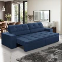 Sofá Retrátil e Reclinável 3 lugares 2,50m com Molas Stella Suede Azul Adonai Estofados Sofá Retrátil e Reclinável 3 lugares 2,50m com Molas Stella Suede Azul Adonai Estofados