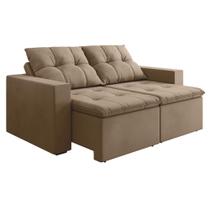 Sofá Retrátil E Reclinável 3 Lugares 2m Veludo Damasco Castor