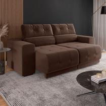 Sofá Retrátil e Reclinável 3 Lugares 3080 Tecido Veludo Tabaco Mamflex
