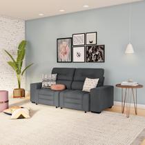 Sofá Retrátil e Reclinável 3 Lugares Barbie Suede Grafite Sofá Retrátil e Reclinável 3 Lugares Barbie Suede Grafite