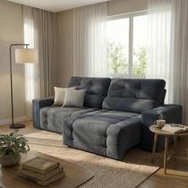 Sofá Retrátil e Reclinável 3 Lugares Blenda II Suede Grafite Sofá Retrátil e Reclinável 3 Lugares Blenda II Suede Grafite