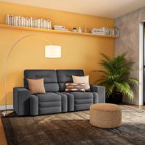 Sofá Retrátil e Reclinável 3 Lugares Branca Suede Grafite Sofá Retrátil e Reclinável 3 Lugares Branca Suede Grafite