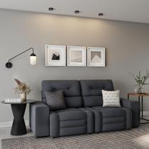 Sofá Retrátil e Reclinável 3 Lugares Brígida Suede Grafite Sofá Retrátil e Reclinável 3 Lugares Brígida Suede Grafite
