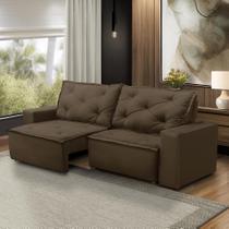 Sofá Retrátil e Reclinável 3 lugares com Molas 1,80m Ana Suede Marrom Adonai Estofados