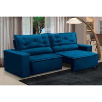 Sofá Retrátil e Reclinável 3 lugares com Molas 1,80m Laura Suede Azul Madelina