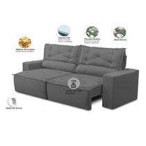 Sofá Retrátil e Reclinável 3 lugares com Molas 1,80m Laura Suede Cinza Madelina Sofá Retrátil e Reclinável 3 lugares com Molas 1,80m Laura Suede Cinza Madelina