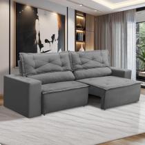 Sofá Retrátil e Reclinável 3 lugares com Molas 1,80m Laura Suede Cinza Rover & Beato