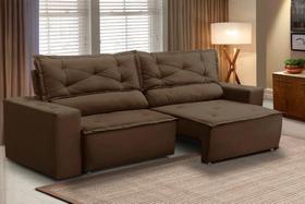 Sofá Retrátil e Reclinável 3 lugares com Molas 1,80m Livia Suede Marrom Adonai Estofados Sofá Retrátil e Reclinável 3 lugares com Molas 1,80m Livia Suede Marrom Adonai Estofados