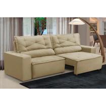 Sofá Retrátil e Reclinável 3 lugares com Molas 1,80m Lorena Suede Bege Kaleo Decor Sofá Retrátil e Reclinável 3 lugares com Molas 1,80m Lorena Suede Bege Kaleo Decor