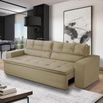 Sofá Retrátil e Reclinável 3 lugares com Molas 1,80m Vegas Suede Bege Adonai Estofados