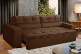 Sofá Retrátil e Reclinável 3 lugares com Molas 1,80m Vegas Suede Marrom Adonai Estofados