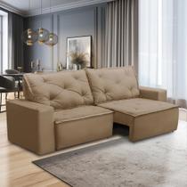 Sofá Retrátil e Reclinável 3 lugares com Molas 2,00m Aline Suede Cappuccino Rover & Beato