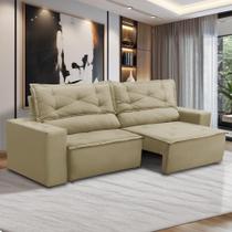 Sofá Retrátil e Reclinável 3 lugares com Molas 2,00m Laura Suede Bege Rover & Beato
