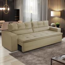 Sofá Retrátil e Reclinável 3 lugares com Molas 2,00m Vanessa Suede Bege Rover & Beato