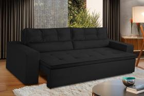 Sofá Retrátil e Reclinável 3 lugares com Molas 2,00m Vegas Suede Preto Adonai Estofados