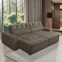 Sofá Retrátil e Reclinável 3 Lugares com Molas 2,10m Dani Suede Cappuccino Adonai Estofados