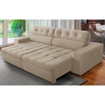 Sofá Retrátil e Reclinável 3 Lugares com Molas 2,30m Dani Suede Bege Adonai Estofados Sofá Retrátil e Reclinável 3 Lugares com Molas 2,30m Dani Suede Bege Adonai Estofados