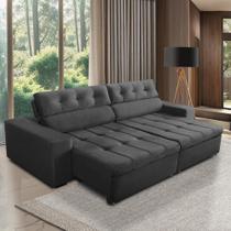 Sofá Retrátil e Reclinável 3 Lugares com Molas 2,30m Dani Suede Cinza Adonai Estofados Sofá Retrátil e Reclinável 3 Lugares com Molas 2,30m Dani Suede Cinza Adonai Estofados