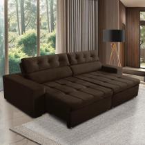 Sofá Retrátil e Reclinável 3 Lugares com Molas 2,50m Dani Suede Marrom Adonai Estofados Sofá Retrátil e Reclinável 3 Lugares com Molas 2,50m Dani Suede Marrom Adonai Estofados