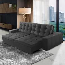 Sofá Retrátil e Reclinável 3 Lugares com Molas 2,50m Duda Suede Cinza Adonai Estofados