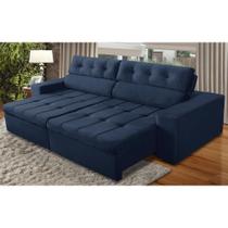 Sofá Retrátil e Reclinável 3 Lugares com Molas 2,70m Julia Suede Azul Madelina Decor Sofá Retrátil e Reclinável 3 Lugares com Molas 2,70m Julia Suede Azul Madelina Decor