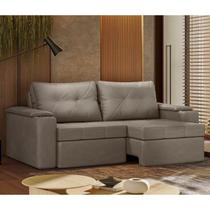 Sofá Retrátil e Reclinável 3 Lugares com Porta Copos 230cm Tobago Yescasa
