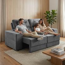 Sofá Retrátil e Reclinável 3 Lugares Espuma - Maringá 180cm