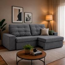 Sofá Retrátil e Reclinável 3 Lugares Herval Zara Cinza, 250 cm