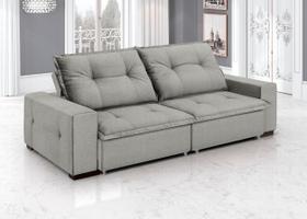 Sofá Retrátil e Reclinável 3 Lugares Linho Aquarius 220cm Cinza