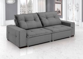 Sofá Retrátil e Reclinável 3 Lugares Linho Aquarius 220cm Cinza Grafite