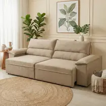 Sofá Retrátil e Reclinável 3 Lugares Molas Ensacadas 200cm Veludo Malta