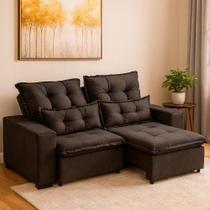 Sofá Retrátil e Reclinável 3 Lugares Rincão Yares Suede Chumbo, 230 cm