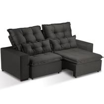 Sofá Retrátil e Reclinável 3 Lugares Rincão Yares Suede Chumbo, 230 cm
