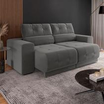 Sofá Retrátil e Reclinável 3 Lugares Veludo Cinza 3080 Mamflex