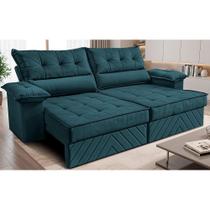 Sofá Retrátil e Reclinável 3,00m com Molas e Espuma D33 Thunder. Velusoft Cama inBox