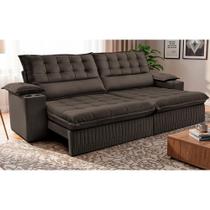 Sofá Retrátil e Reclinável 3,10m Molas Ensacadas Dream. Velusoft Cama inBox