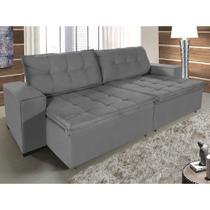 Sofá Retrátil e Reclinável 3,10m Suede Austrália Cinza Sofá Retrátil e Reclinável 3,10m Suede Austrália Cinza
