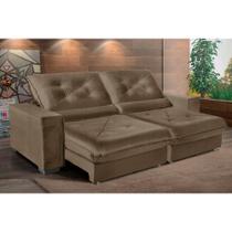 Sofá Retrátil e Reclinável 3,10m Suede Cancún Marrom Castor