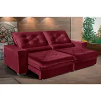 Sofá Retrátil e Reclinável 3,10m Suede Cancún Vinho