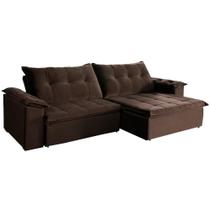Sofá Retrátil e Reclinável 3,10m Suede Soberano Marrom Café Sofá Retrátil e Reclinável 3,10m Suede Soberano Marrom Café