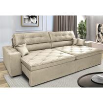 Sofá Retrátil e Reclinável 3,12m com Molas Cama inBox Estilo Suede Velusoft Bege Sofá Retrátil e Reclinável 3,12m com Molas Cama inBox Estilo Suede Velusoft Bege
