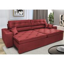 Sofá Retrátil e Reclinável 3,12m com Molas Cama inBox Estilo Suede Velusoft Vermelho