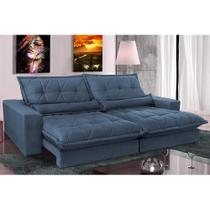 Sofa Retrátil e Reclinável 3,12m com Molas Ensacadas Cama inBox Soft Tecido Suede Azul Sofa Retrátil e Reclinável 3,12m com Molas Ensacadas Cama inBox Soft Tecido Suede Azul