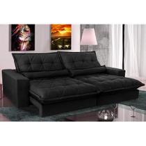 Sofa Retrátil e Reclinável 3,12m com Molas Ensacadas Cama inBox Soft Tecido Suede Preto Sofa Retrátil e Reclinável 3,12m com Molas Ensacadas Cama inBox Soft Tecido Suede Preto