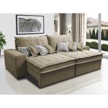 Sofá Retrátil e Reclinável 3,12m com Molas Ensacadas Cama Inbox Supreme Tecido Suede Castor