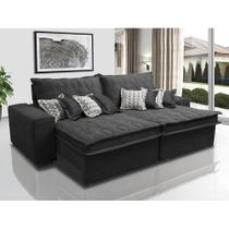 Sofá Retrátil e Reclinável 3,12m com Molas Ensacadas Cama Inbox Supreme Tecido Suede Preto