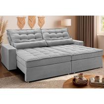 Sofá Retrátil e Reclinável 3,12m Molas Ensacadas Belle. Boucle Cama inBox