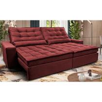Sofá Retrátil e Reclinável 3,12m Molas Ensacadas Cama inBox Catar Velusoft Vermelho